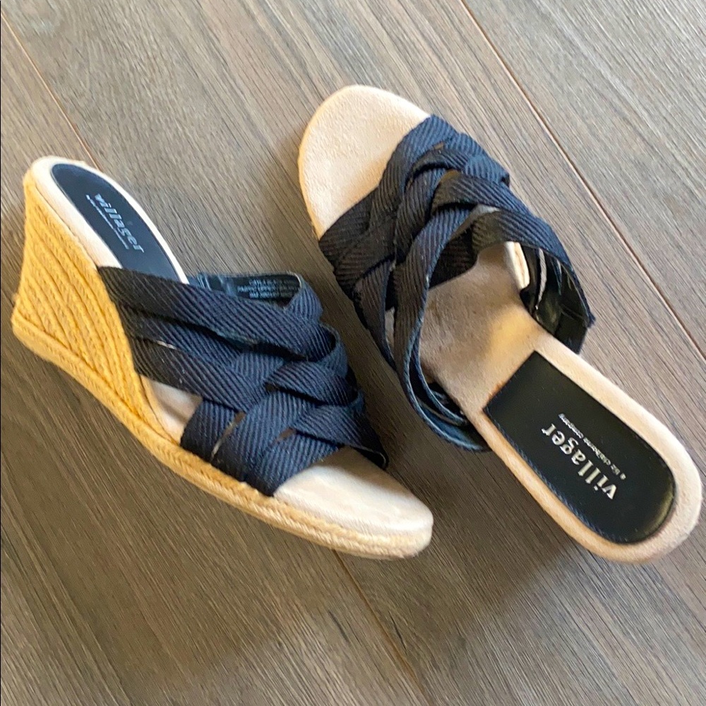 VINTAGE BRAIDED STRAP SLIP-ON WEDGE ESPADRILLE SANDALS